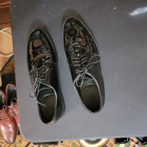 Men s Black Patent Leather Derby Dress Shoes size 8 The Black Tux Premium Formal - Picture 15 of 16